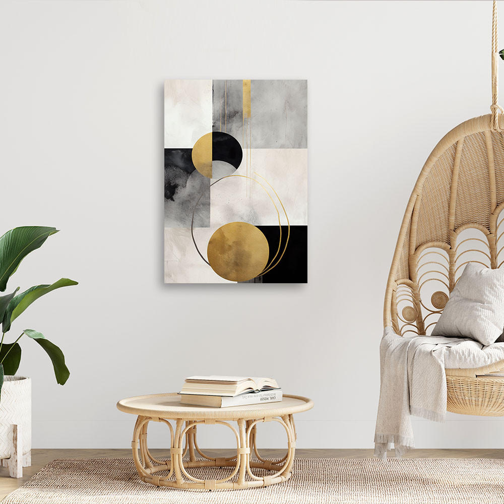 WANDBILD geometrisches boho muster - Goldfarben, Textil (40/60cm) - Feeby