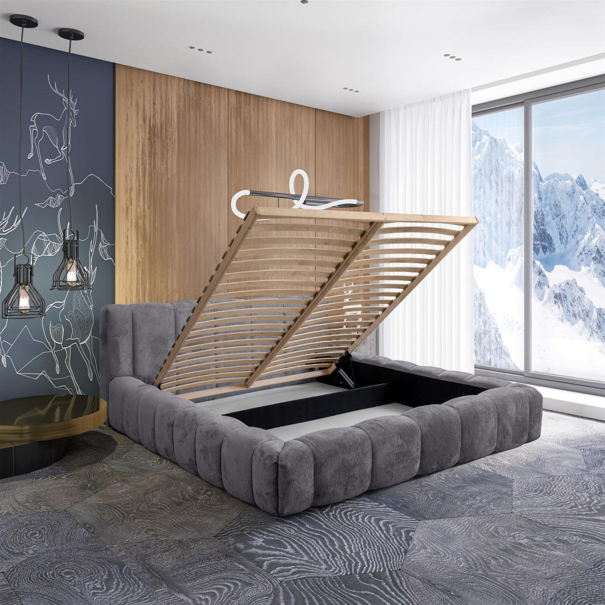 POLSTERBETT Hailey In Tender Way - Grau, Holzwerkstoff/Textil (160/200cm) - Fun Möbel