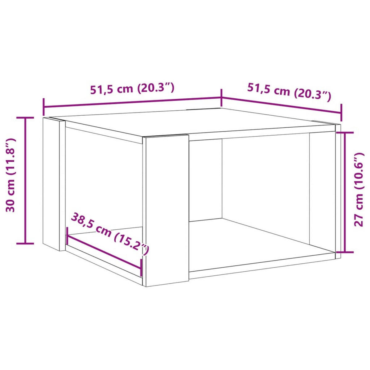 COUCHTISCH Weiss 51,5/51,5/30 Cm Holzwerkstoff - Weiß, Holzwerkstoff (51.5/51.5/30cm) - vidaXL