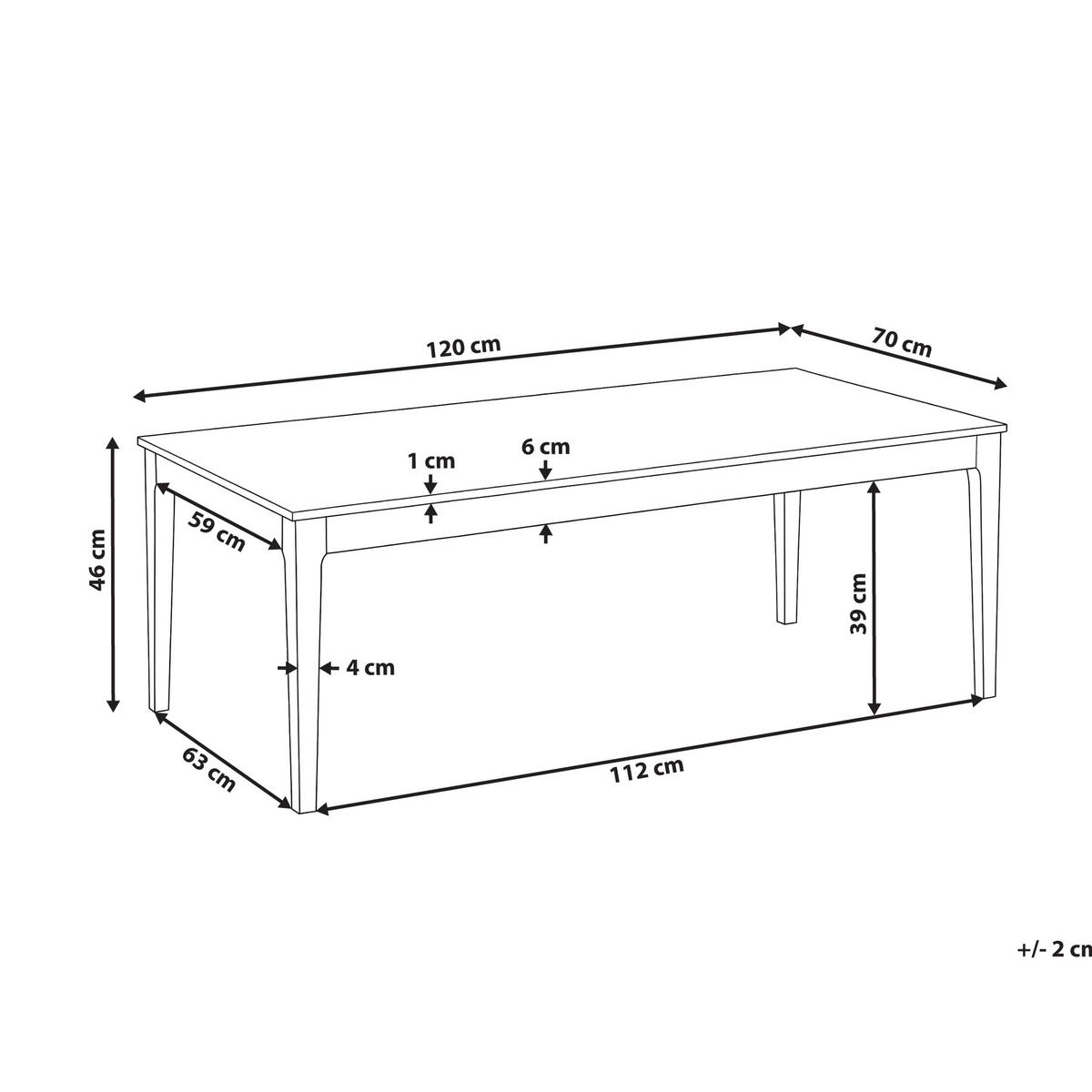 COUCHTISCH Weißer Marmor Bonney - Hellbraun/Braun, Holz (120/70/46cm) - Beliani