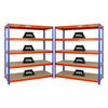 SCHWERLASTREGAL Bison 2er-Set mit 2x 200x180x60 cm 5 Fachböden Fachlast 600 kg Blau-Orange - Orange, Metall (360/200/60cm) - PROREGAL