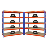 SCHWERLASTREGAL Bison 2er-Set mit 2x 200x180x60 cm 5 Fachböden Fachlast 600 kg Blau-Orange - Orange, Metall (360/200/60cm) - PROREGAL