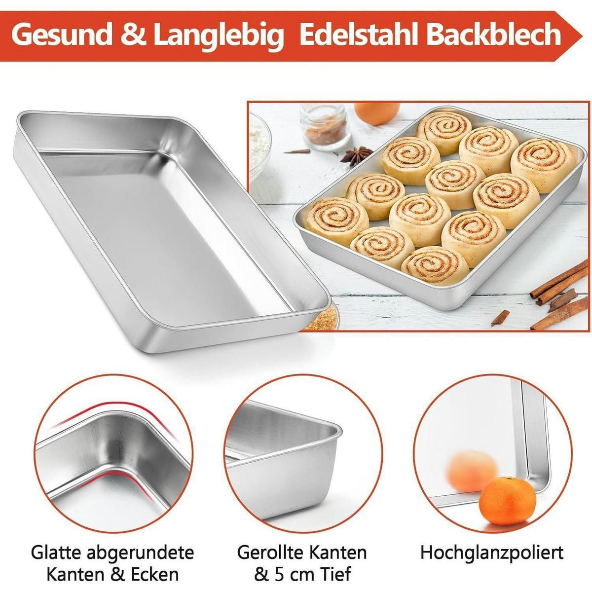 BACKBLECH mit Deckel 2-teiliges Set 26,5 x 20,5 cm - Silberfarben, Metall (20.5/4.7/26.5cm)