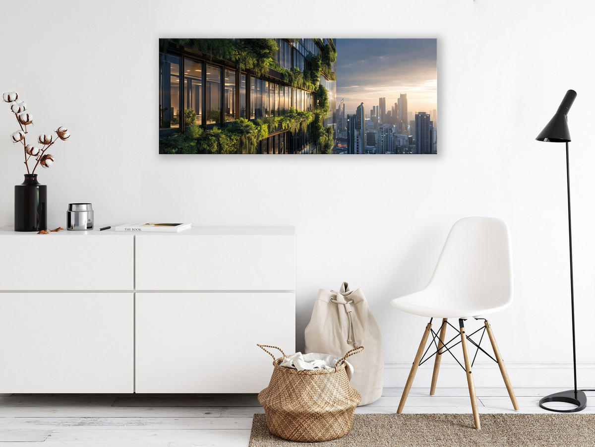 GLASBILD 125x50 cm Architektur grün - Anthrazit, Glas (125/50cm) - artissimo