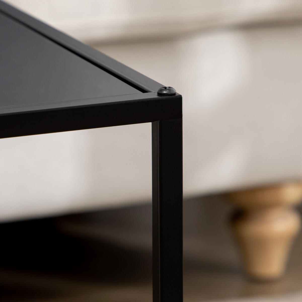 2ER-SET Couchtisch Beistelltisch für Wohnzimmer aus Stahlgestell Schwarz - Schwarz, Metall (40/40/40cm) - HOMCOM