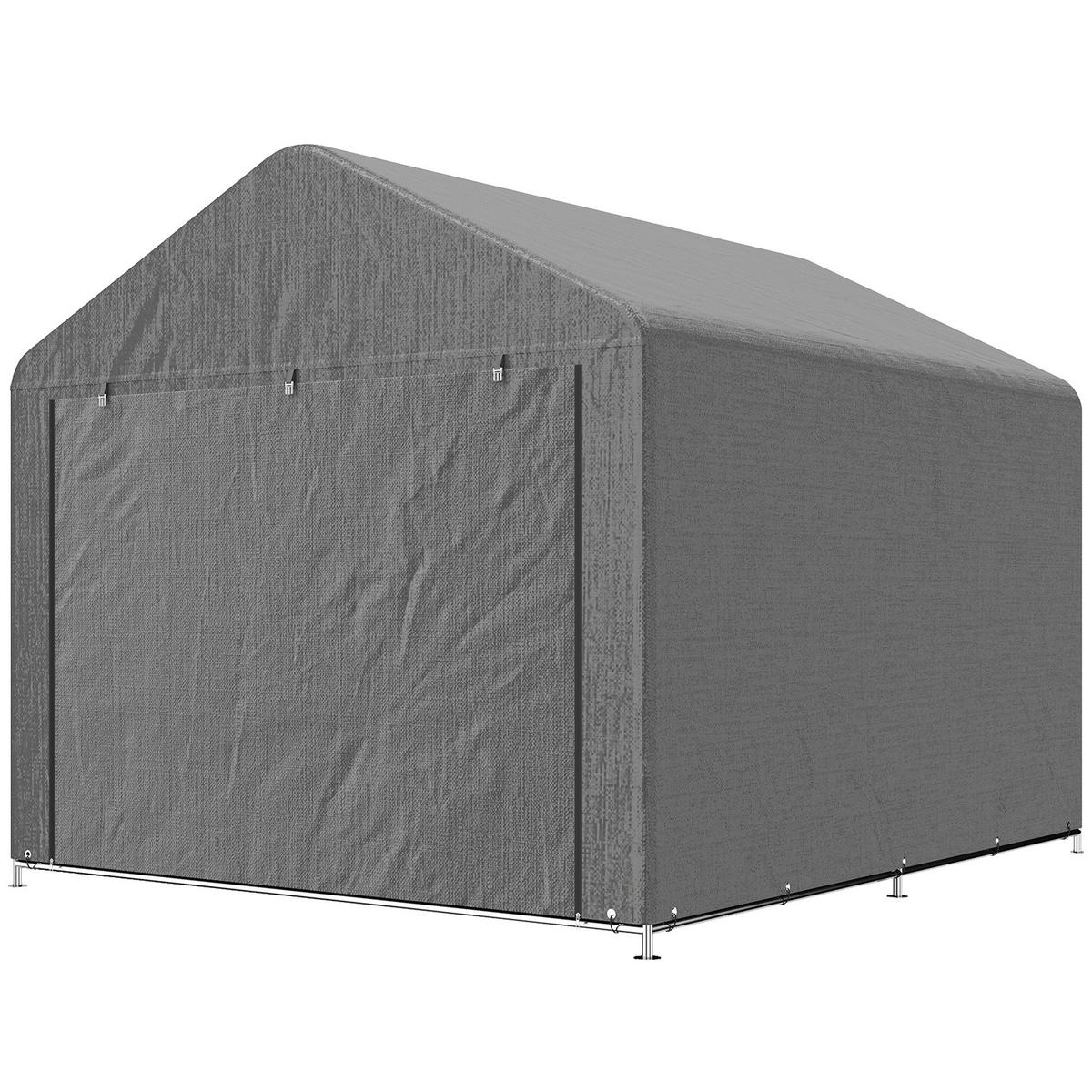 GARTENHAUS Fahrradschuppen, Reißverschlusstür, wasserdicht, UV-beständig 2,4 x 2 x 2 m ,grau - Hellgrau, Metall (200/183/238cm) - Vallsero