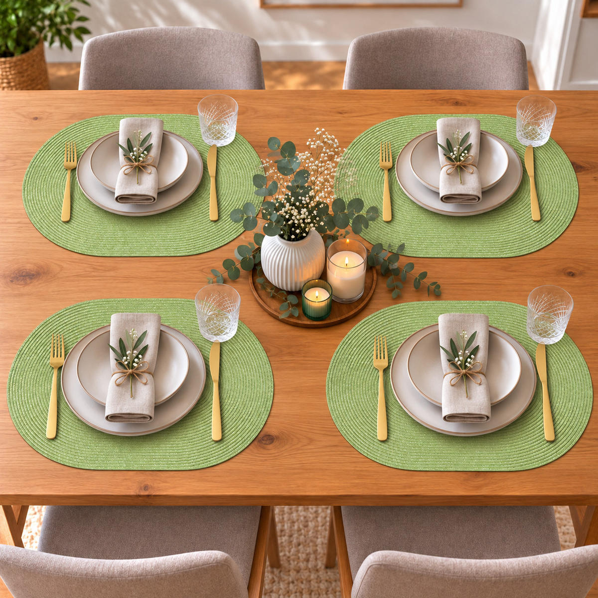PLATZSET 4er Set Polypro Pistazie 45/30 cm - Hellgrün, Kunststoff (30/45cm) - TiborTex