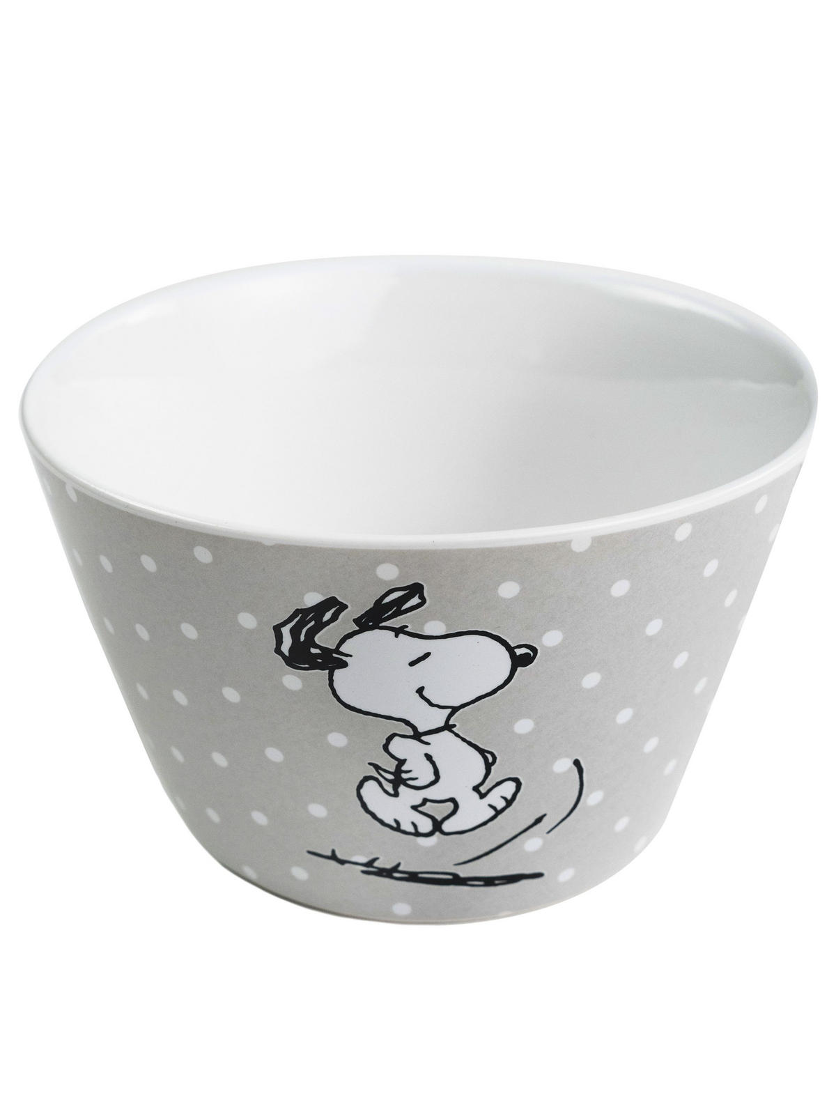 MÜSLISCHALE Snoopy Porzellan Grau mit Punkten 500 ml - Grau, Keramik (14cm) - United Labels