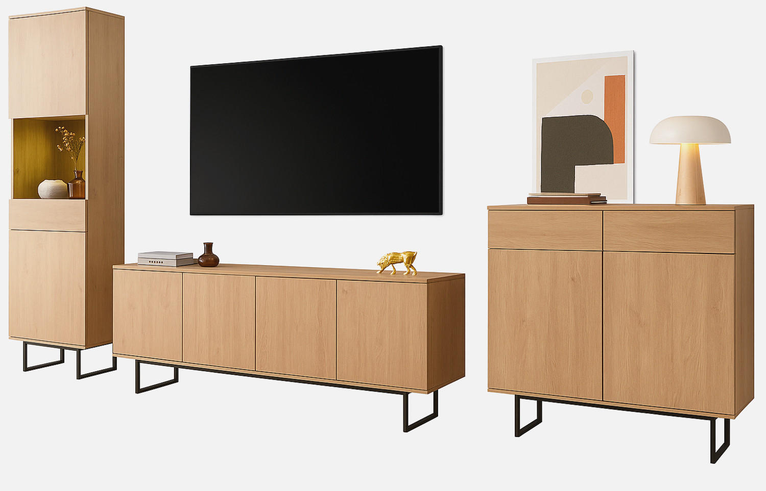 Furn.Design Wohnwand Eiche 400x200x40 cm
