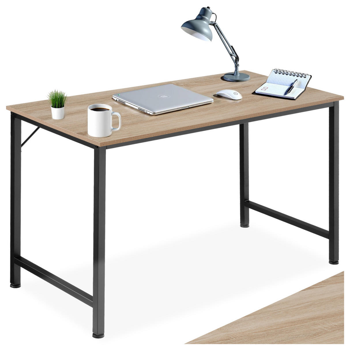 SCHREIBTISCH Jenkins, Höhe 75, 5 cm, Industrial Holz hell, Eiche Sonoma - Naturfarben, Holzwerkstoff (60/140/75.5cm) - tectake
