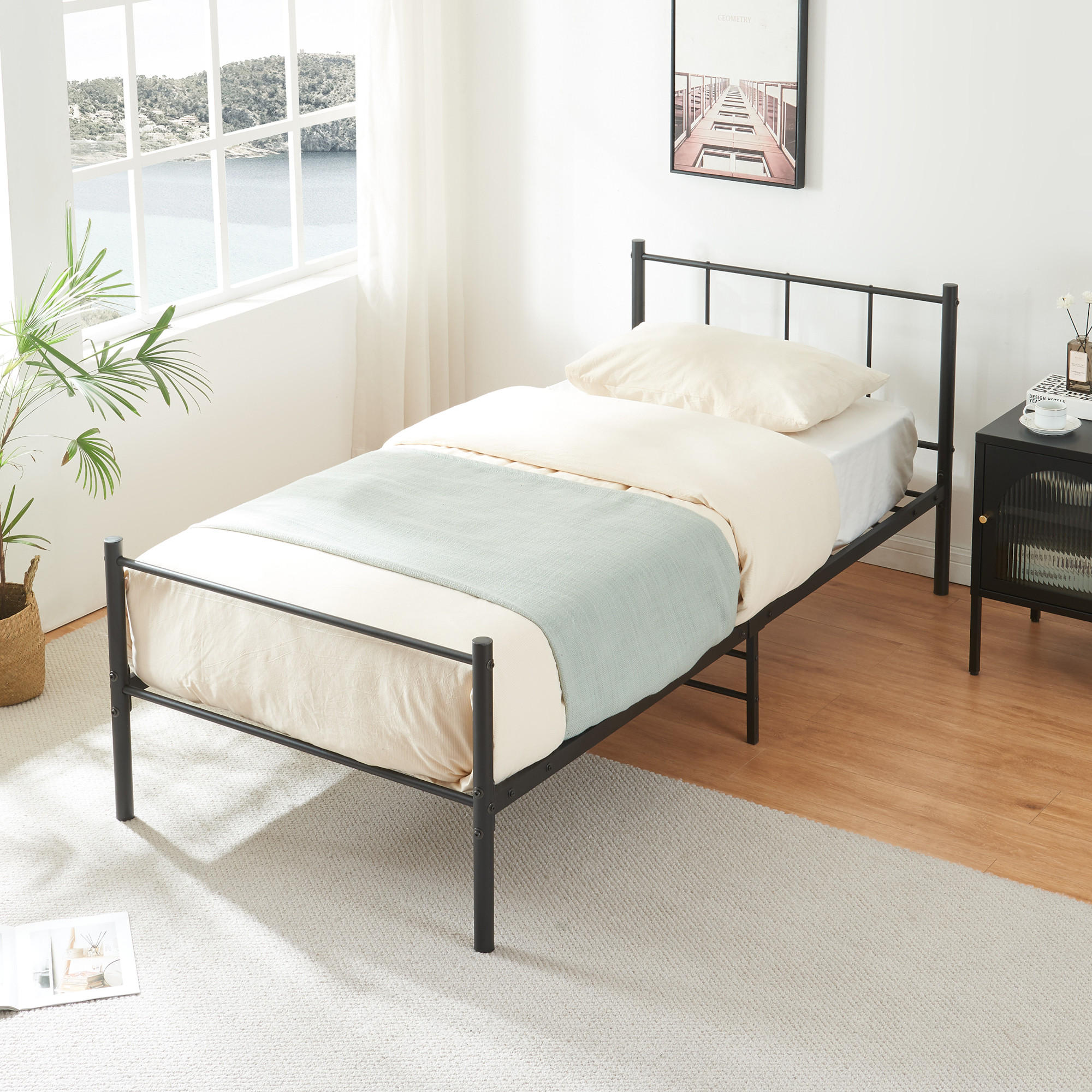 METALLBETT Laos - Schwarz, Metall (90/200cm) - [en.casa]