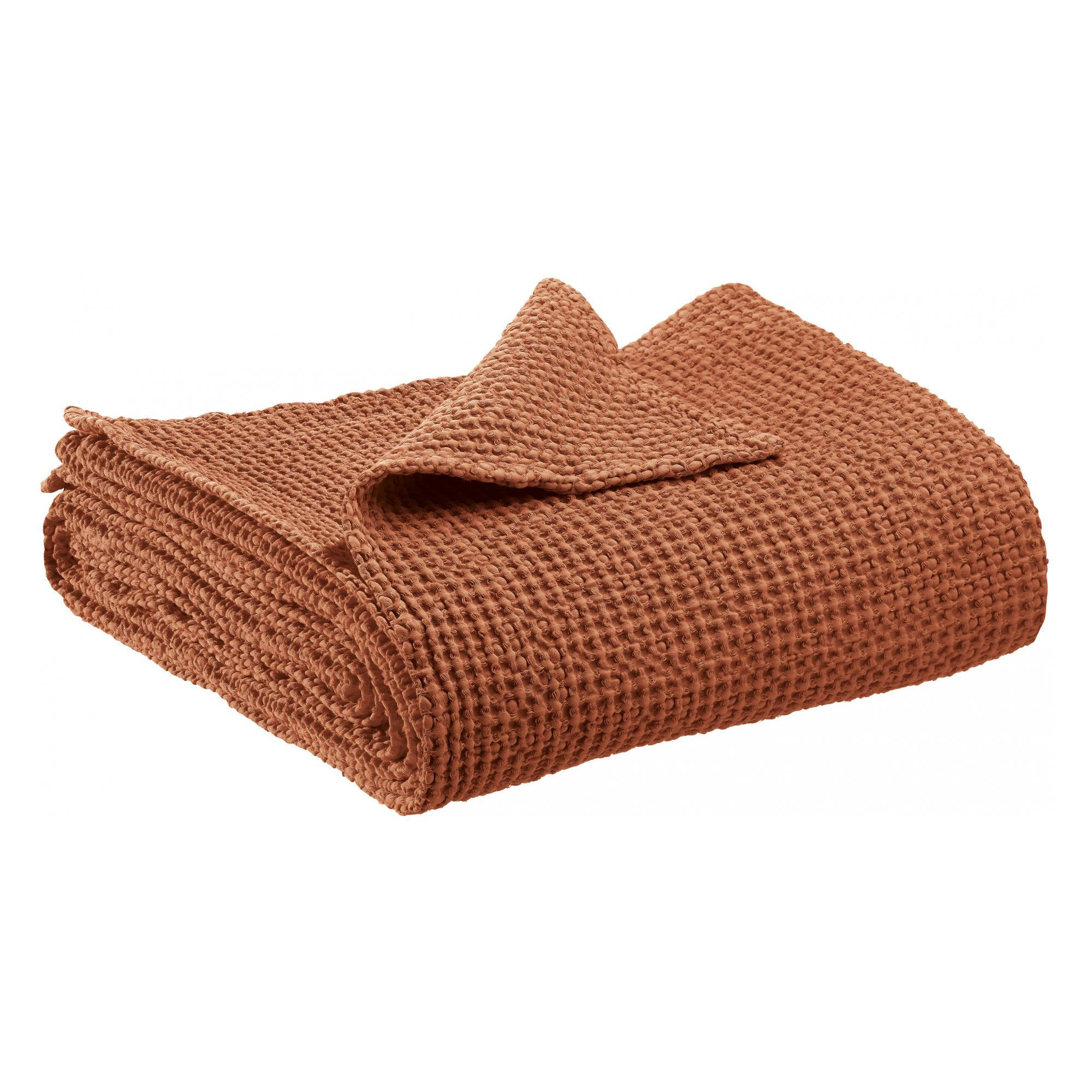 RECYCELTE DECKE Maïa kupferbraun 240 x 260 cm - Dunkelorange, Textil (240/260cm) - Vivaraise