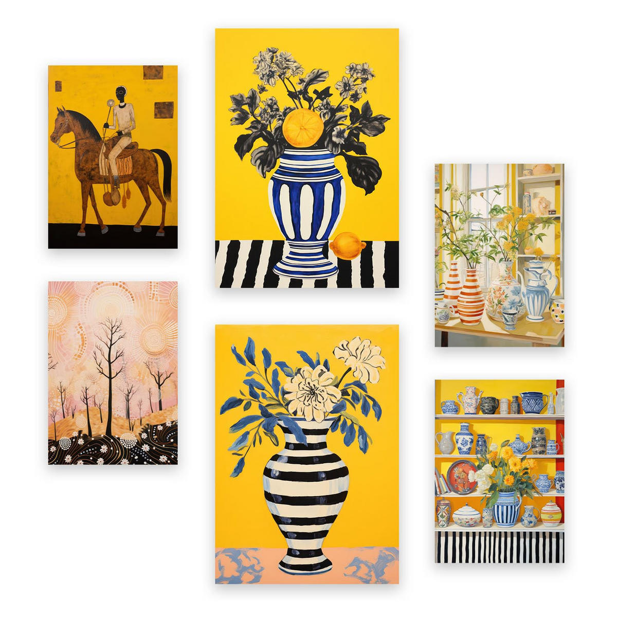 POSTER Set Mit 6 Kräftiger Lebendiger In Vielseitiger Stil A3 & A4 Rahmenlos - Klar, Papier (29/3cm) - Nacnic