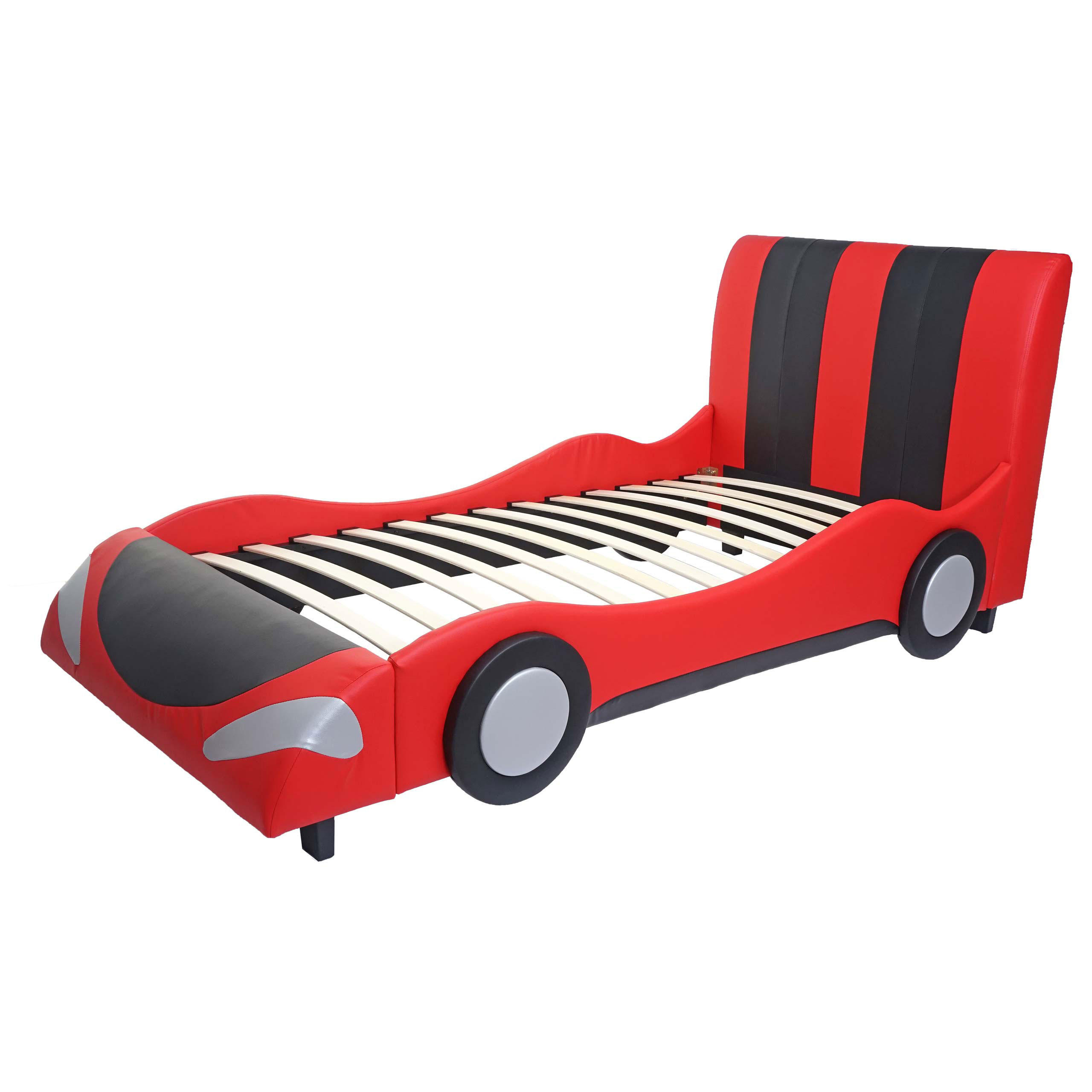 BETT AUTO Schwarz, Rot - Rot/Schwarz, Holz (114/103/237cm) - MCW