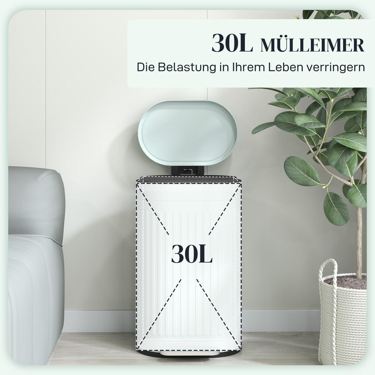 MÜLLEIMER Grün 36.5/31.2/60.8 cm - Grün, Metall (31.2/60.8/36.5cm) - HOMCOM