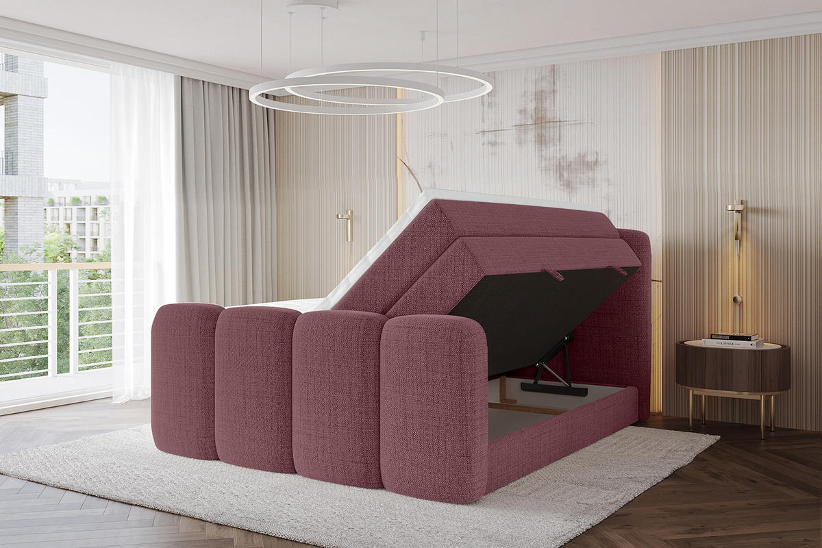 BOXBETT mit Matratze H3|H4 - NINA-Z KING - 160x200 cm - Altrosa - Pink, Holzwerkstoff (160/200cm) - ALTDECOR