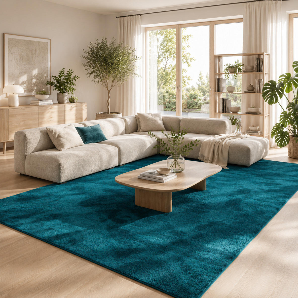 HOCHFLOR LANGFLOR TEPPICH SUPER SOFT MELIA - Petrol, Textil (120/160cm) - Pergamon