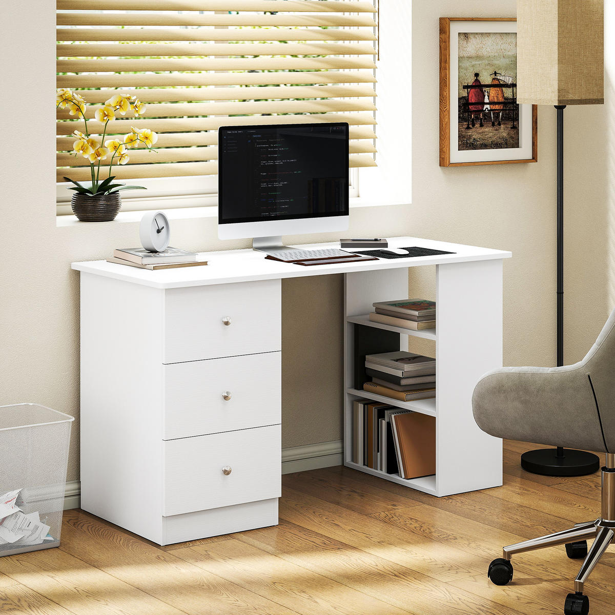BÜROTISCH Weiß 1 Stück - Weiß, Holzwerkstoff (49/120/72cm) - GiPP