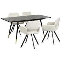 ESSZIMMER SET aus ausziehbarem Tisch und mit 4 drehbaren Stühlen - Beige/Schwarz, Holzwerkstoff/Metall (80/75/160cm) - Urban Meuble