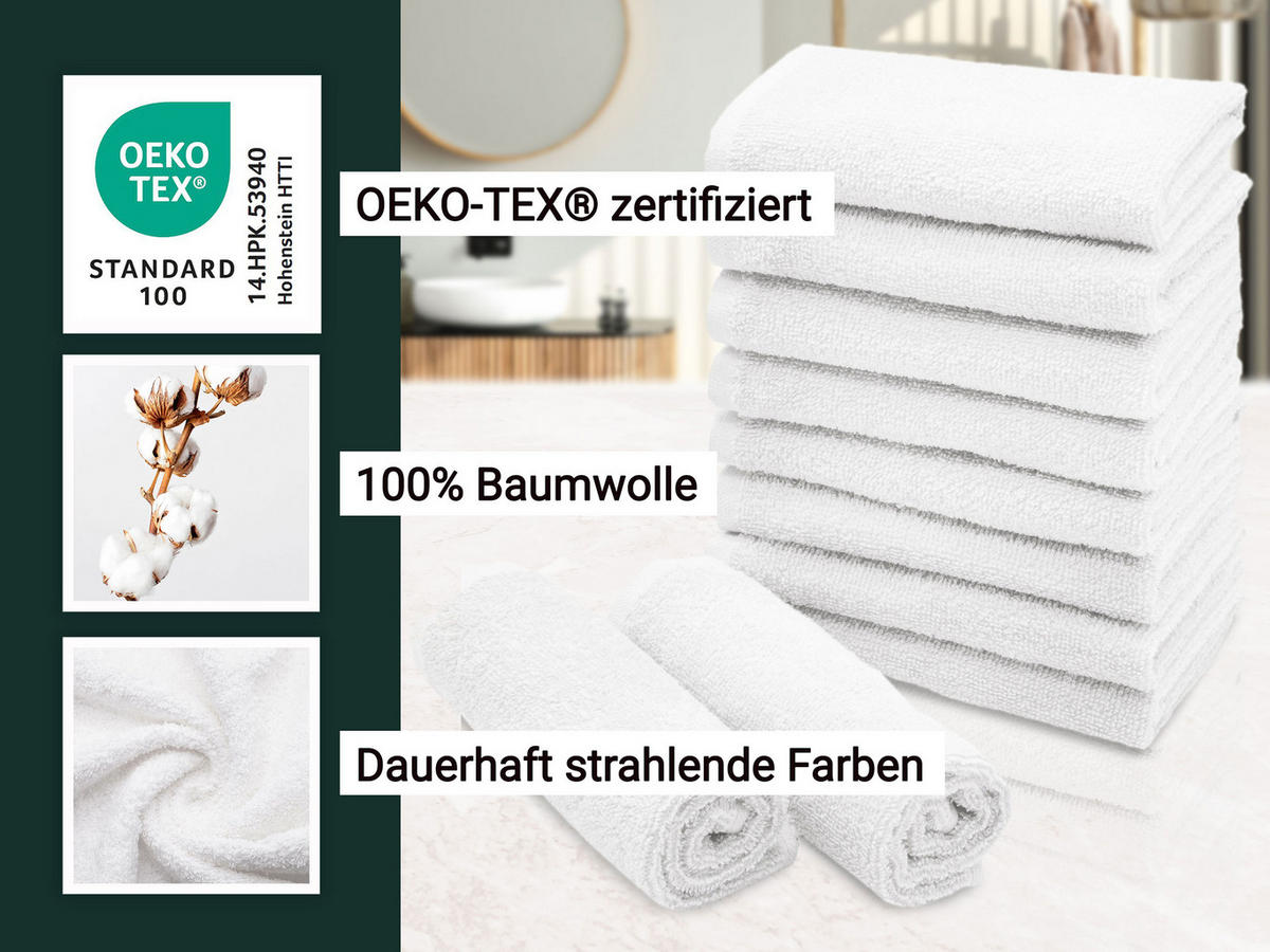 SEIFTÜCHER, 10er-Set, 30x30 cm, 100% Baumwolle, Weiß - Weiß, Textil (30/30cm) - Zollner