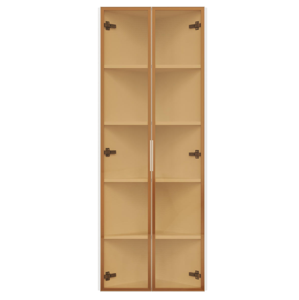 HIGHBOARD mit LED-Beleuchtung 62/35/160 cm in Weiß – Eckdesign mit Glastür - Weiß, Holzwerkstoff (62/160/35cm) - BEAOK