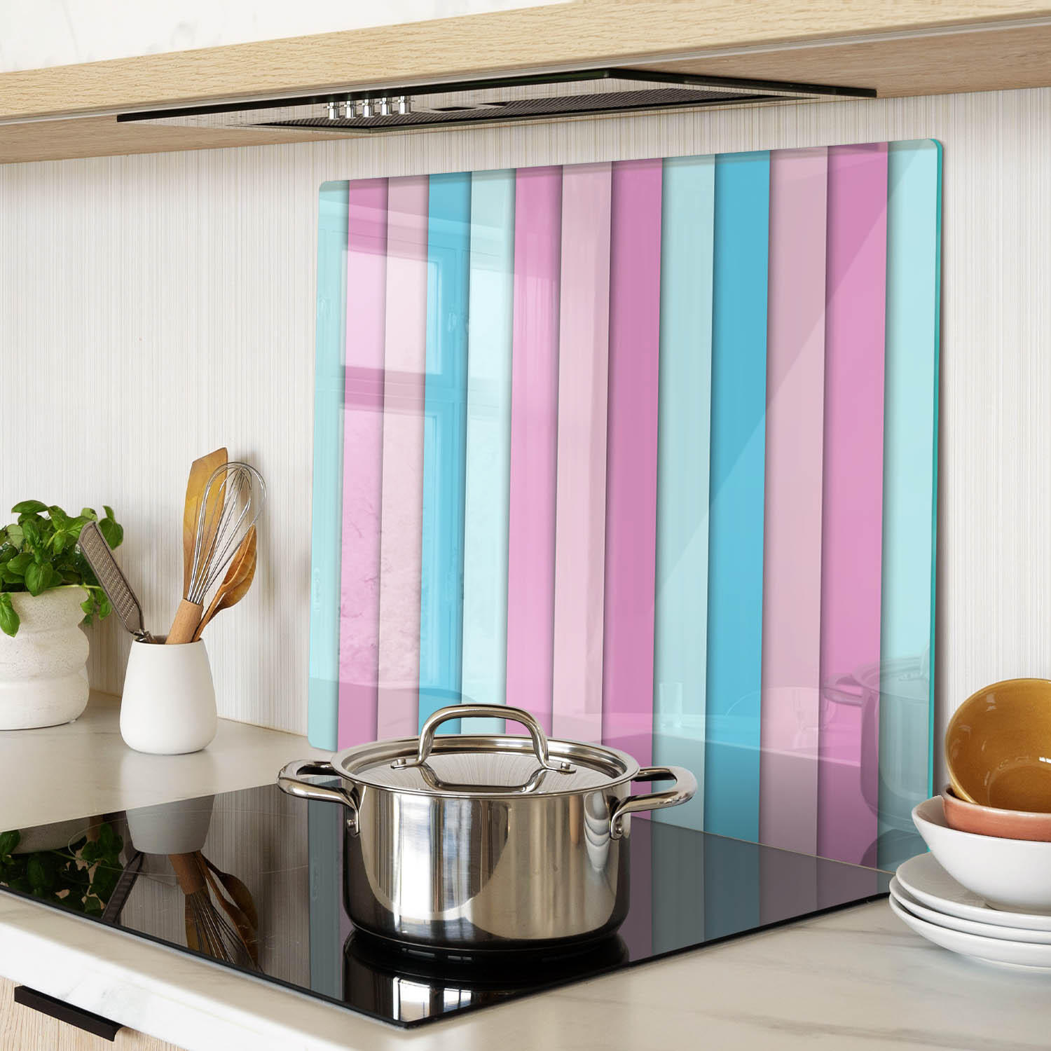 GLASPLATTE 60x52 cm Farbige Streifen - Multicolor, Glas (60/0.4/52cm) - TULUP