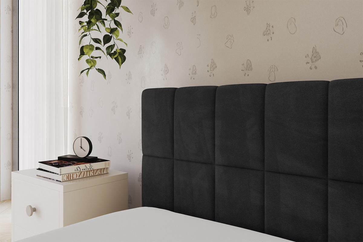 EINZELLBETT Jugendbett mit Bettkasten, Rechts - TULY 100x200 Schwarz - Anthrazit, Holzwerkstoff/Textil (100/200cm) - ALTDECOR