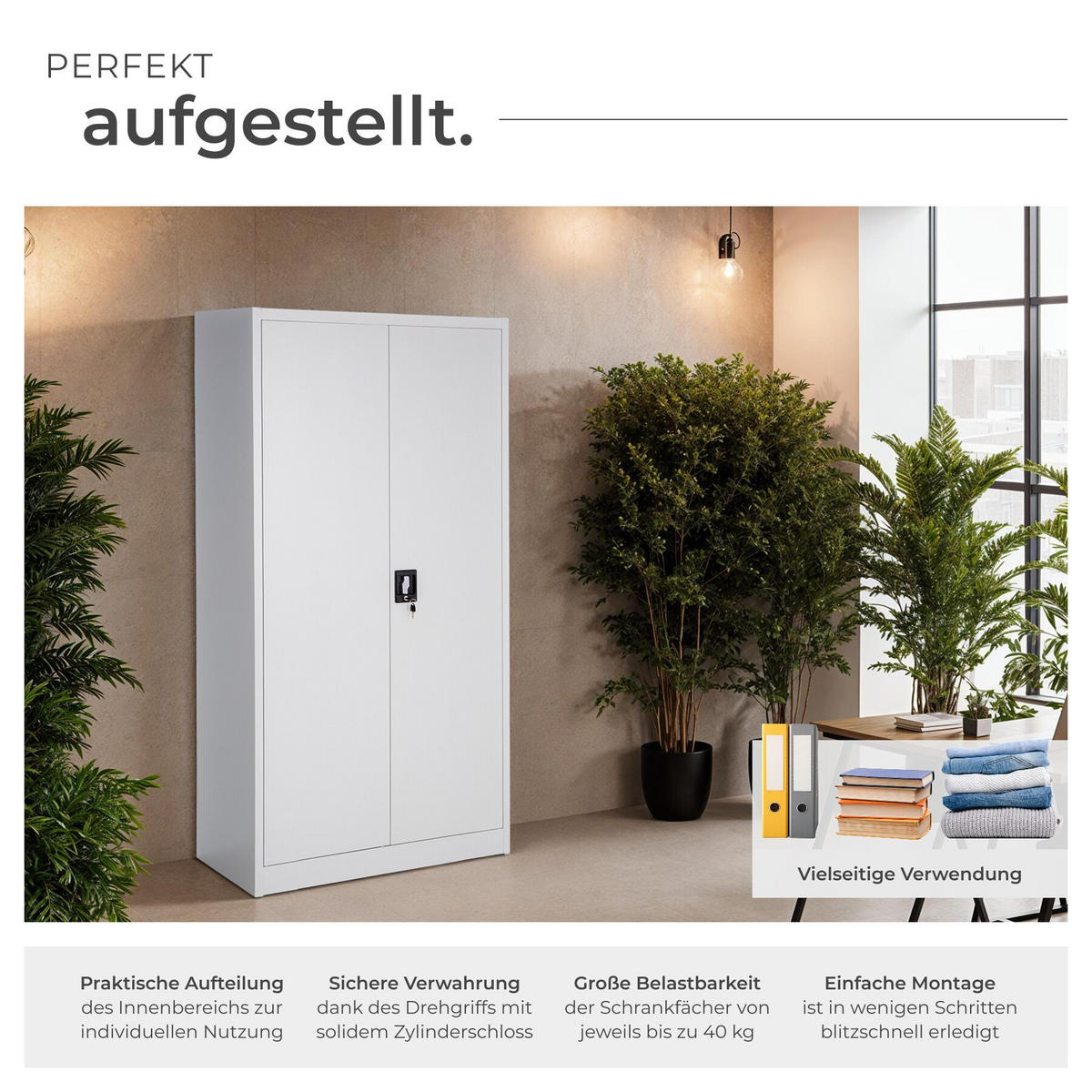 SPIND ,180 x 80 x 40 cm,grau - Grau, Metall (40/180/80cm) - tectake