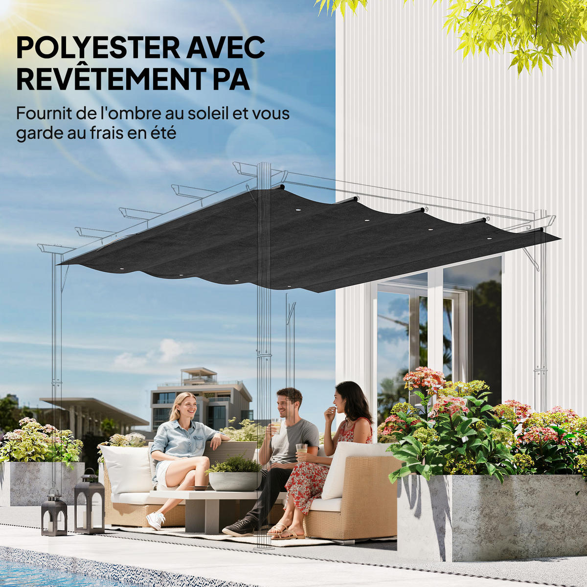 ERSATZDACH, 3x2 m für Pergola, UV-Schutz 30+ - Multicolor, Kunststoff (286/16/275cm) - FORIOUS