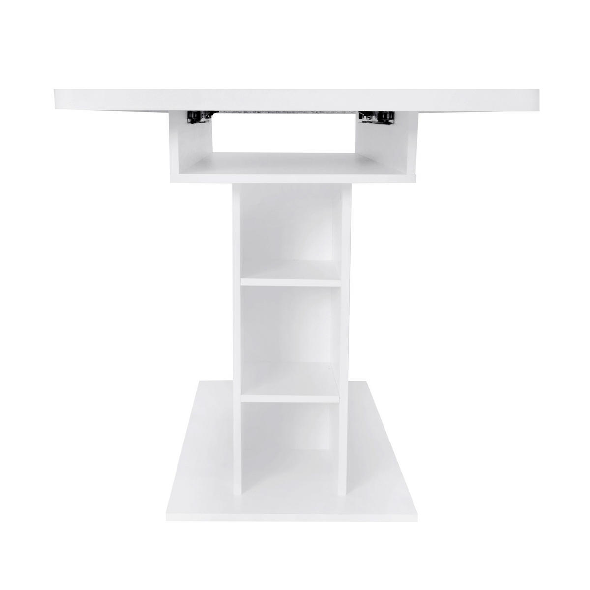 JEDÁLENSKÝ stôl z drevotriesky, biely, rozkladací s úložným priestorom,70/130/75 cm - biela, kompozitné drevo (130/70/75cm) - BEAOK