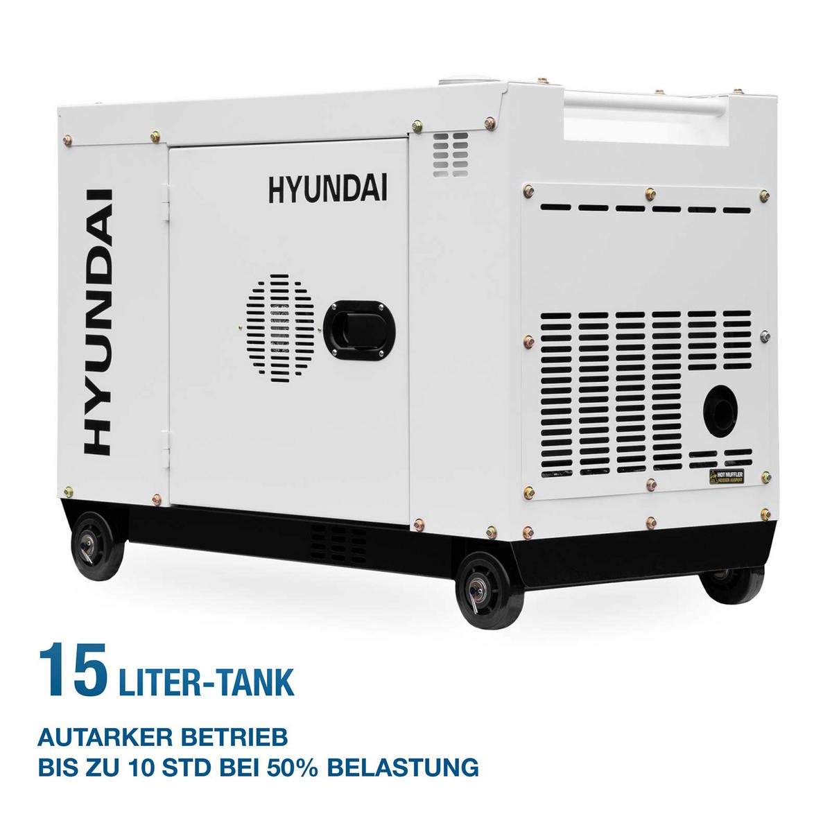 DIESEL Generator DHY8600SE-T D (5.7kW / 7.9kVA, Elektrostart, 1 x 230V + 400V) - Weiß, Metall (92/52/72cm) - HYUNDAI