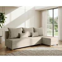 ECKSOFA Lellice L-Form- links oder rechts montierbar, beige - Beige, Holz (214/122cm) - Homesy