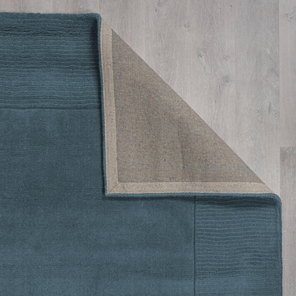 WOLLTEPPICH Uni-Design, mit Randdetails, handgewebt MOLE - Blau, Textil (170/120cm) - KADIMA DESIGN