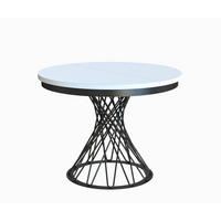 ESSTISCH Laura, Runder, mit Metallbeinen, Weiß+Schwarz - Schwarz/Weiß, Holzwerkstoff/Metall (100/100/77cm) - Beautysofa