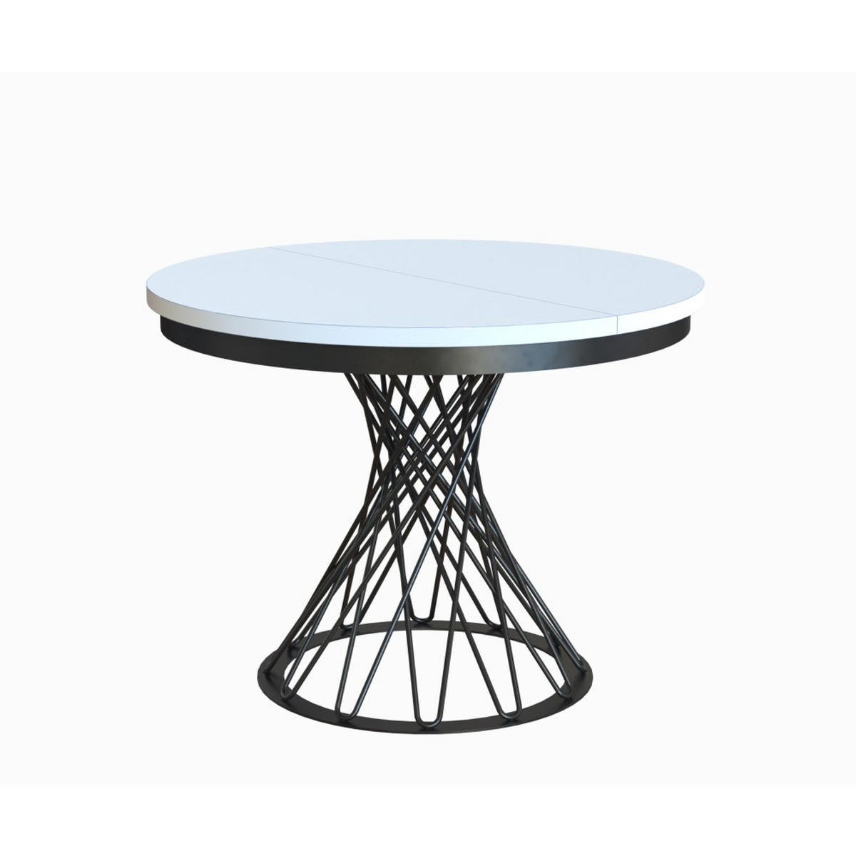 ESSTISCH Laura, Runder, mit Metallbeinen, Weiß+Schwarz - Schwarz/Weiß, Holzwerkstoff/Metall (100/100/77cm) - Beautysofa