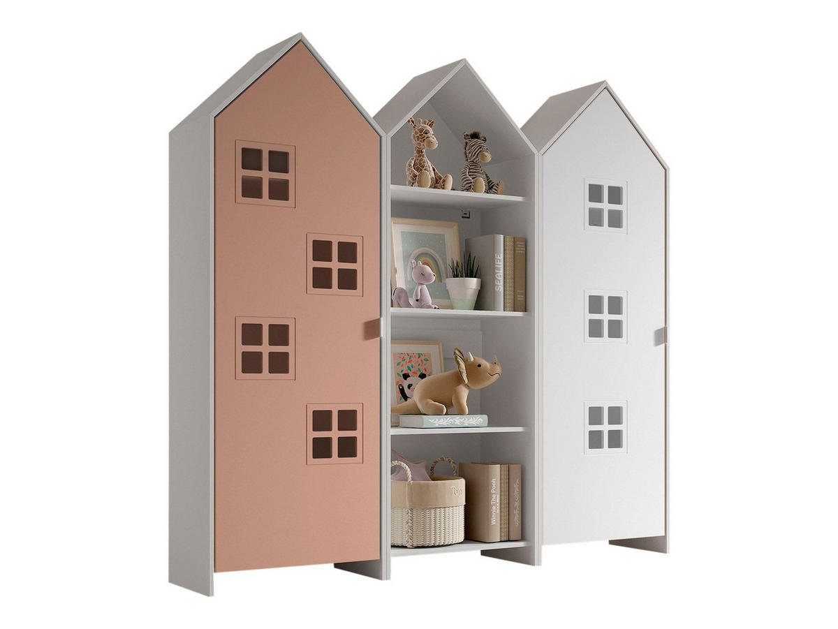 REGALSCHRANK Set Kania 173x37x171 MDF Weiß /Bunt - Pink/Weiß, Holzwerkstoff (173/171/37cm) - 58aufmkessel
