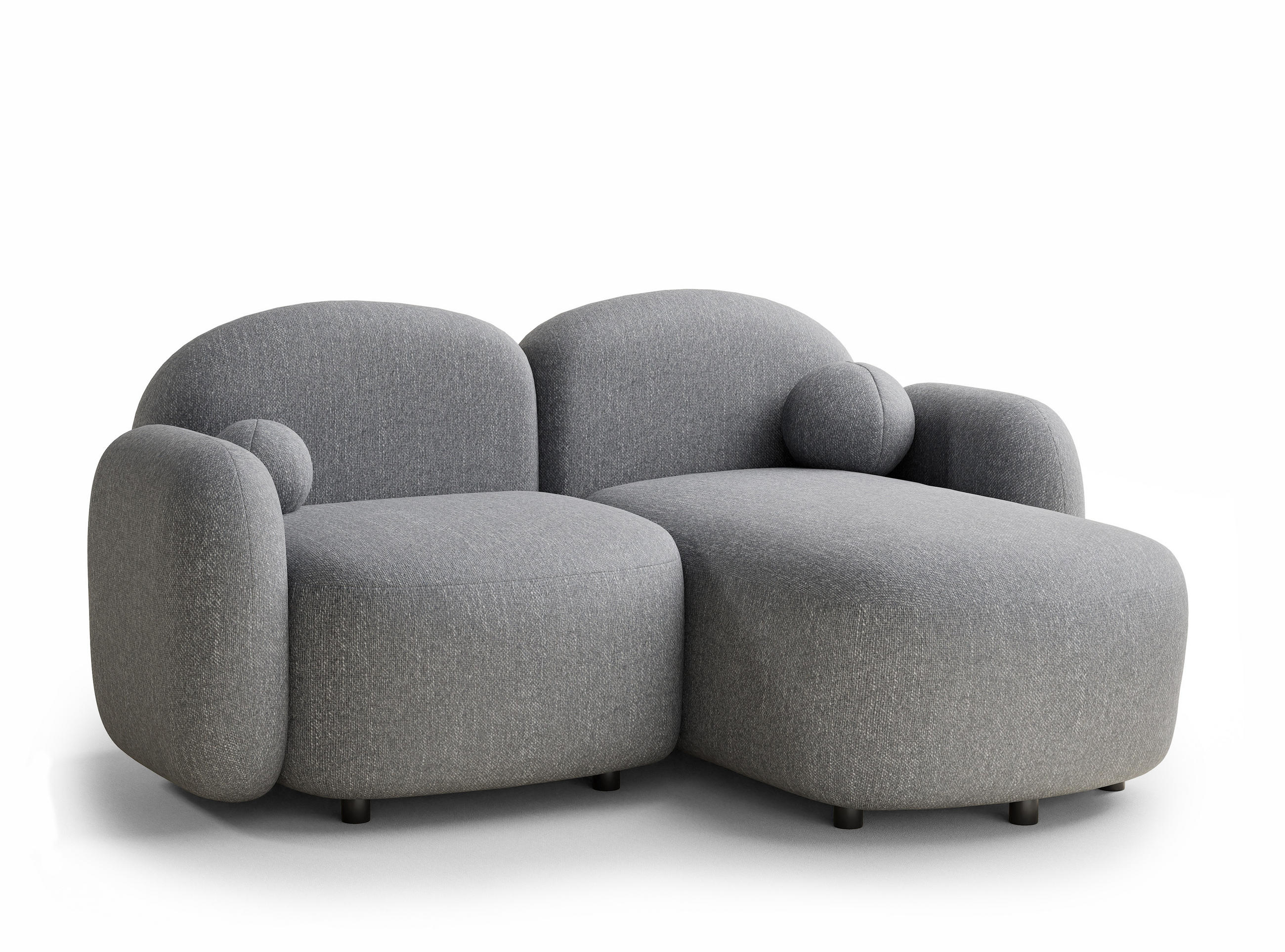 ECKSOFA Bahama Grau Webstoff - Schwarz/Grau, Holz/Holzwerkstoff (190/146cm) - Maison de Reve