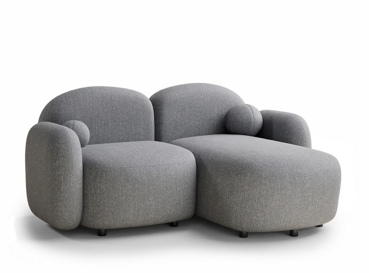 ECKSOFA Bahama Grau Webstoff - Schwarz/Grau, Holz/Holzwerkstoff (190/146cm) - Maison de Reve