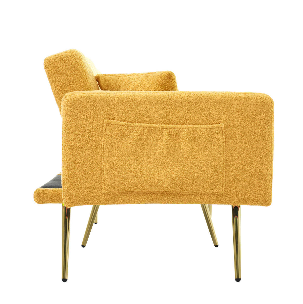 SCHLAFSOFA Lammwollstoff mit verstellbarer Rückenlehne 105–180 Grad Gelb 175/64/72 cm - Gelb, Textil (64/72/175cm) - Redom