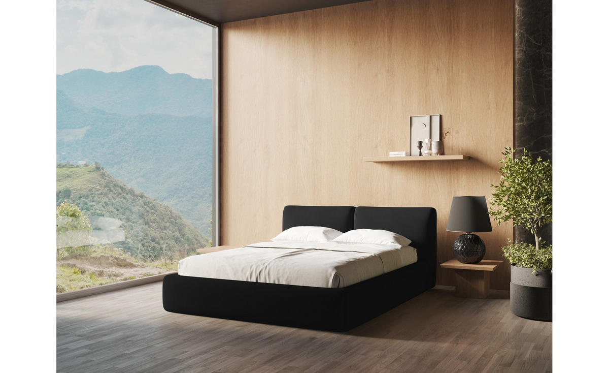 POLSTERBETT mit Bettkasten und Lattenrost 180x228 Schwarz - Schwarz, Kunststoff/Textil (160/200cm) - Makamii