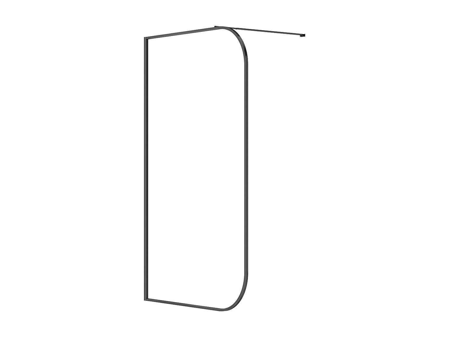 DUSCHWAND für begehbare Duschen gebogen - 120 x 200 cm - Schwarz matt - DOUYANO - Schwarz, Metall (120/200cm) - Vente-Unique