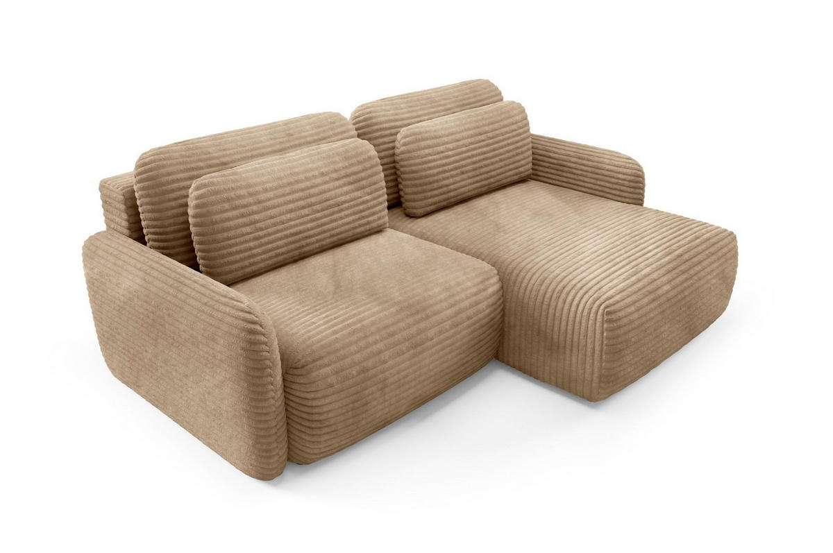 ECKSOFA Simone Mit Schlaffunktion - Hellbraun, Holzwerkstoff/Textil (165/240cm) - Fun Möbel