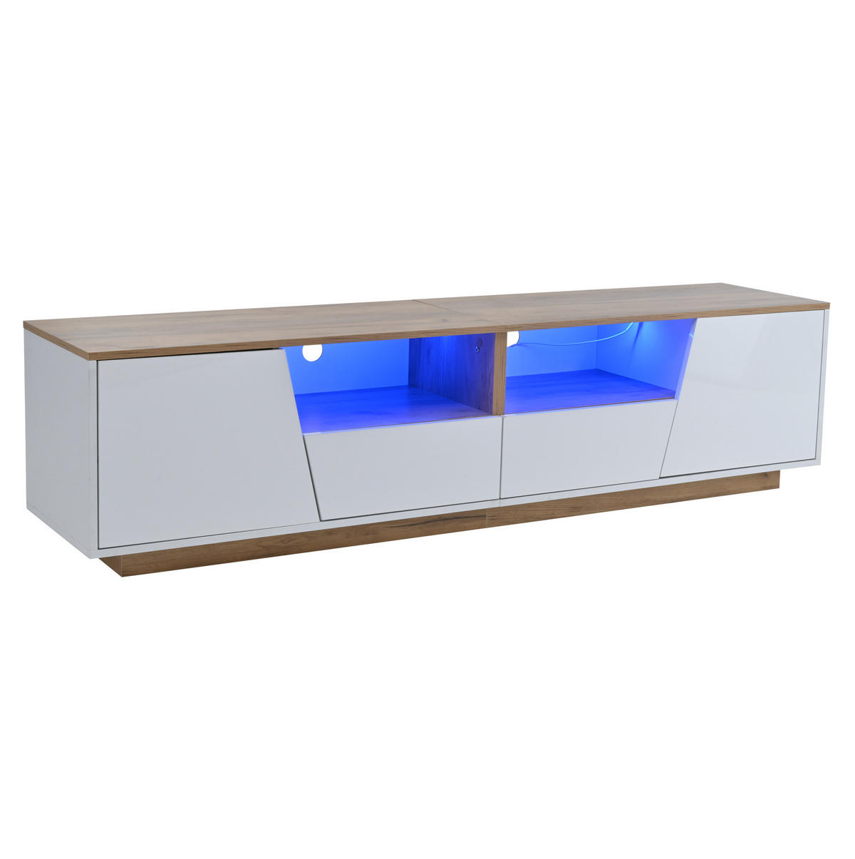 TV-SCHRANK mit LED 180 x 40 x 46 cm Hochglanz Weiß Holzoptik - Weiß, Holzwerkstoff (40/46/180cm) - Beauniv