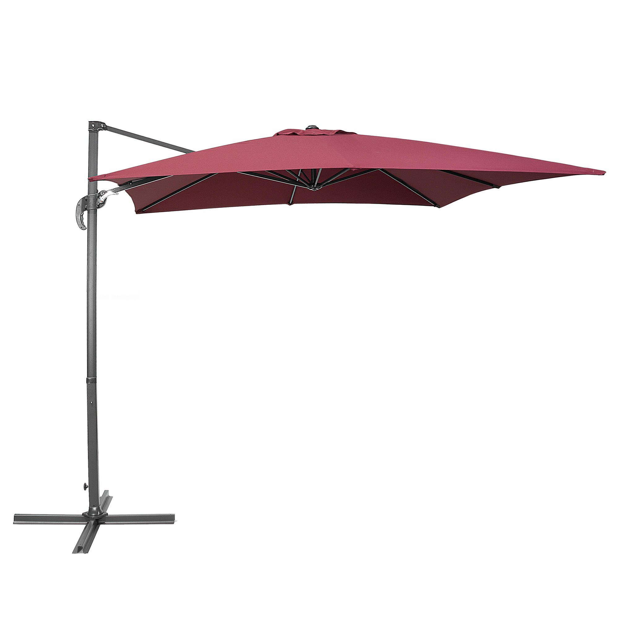 Beliani VÝKYVNÝ SLUNEČNÍK burgundsky červený/tmavě šedý 250/250/235 cm Monza