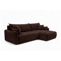 ECKSOFA Mit Schlaffunktion, Cordstoff Poso, Braun, Rechts, JAPANDI - Braun, Holz (262/145cm) - Kaiser Möbel