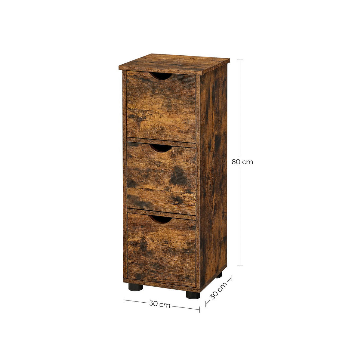 BADEZIMMERSCHRANK KOMMODE - Braun, Holzwerkstoff (30/80/30cm) - Hansiro