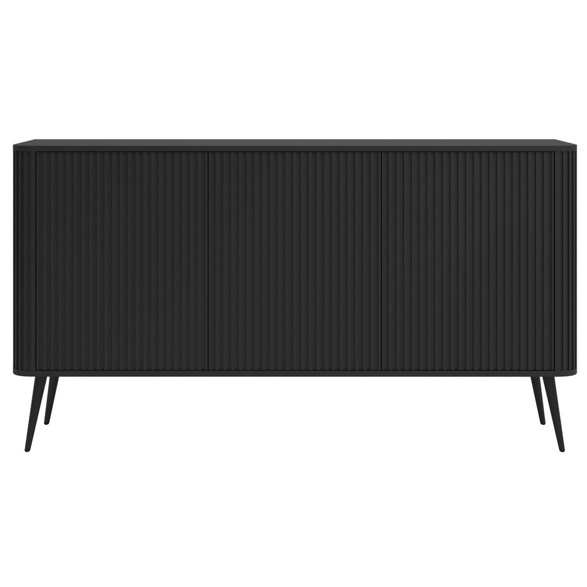 SIDEBOARD Ovarlo Schwarz mit schwarzen Metallbeinen 163 cm - Schwarz, Holzwerkstoff/Metall (163.2/83.8/38cm) - Selsey