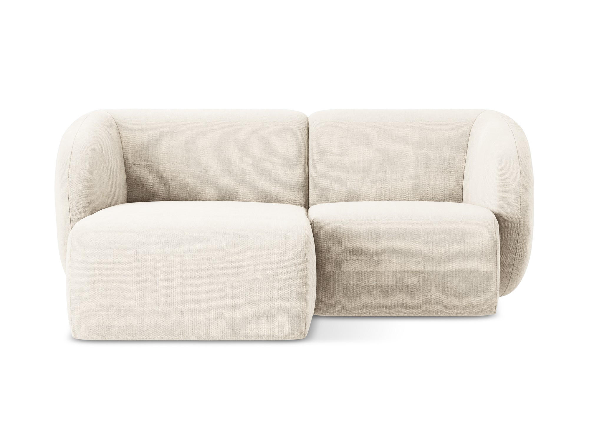 ECKSOFA Links Chenille Stoff Beige - Creme/Schwarz, Holzwerkstoff/Kunststoff (178/166cm) - Makamii