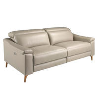 SOFA 3-Sitzer-Relax-Sofa aus taupefarbenem Leder 208/104/102 cm - Grau/Honig, Leder (208/102/104cm) - ANGEL CERDA