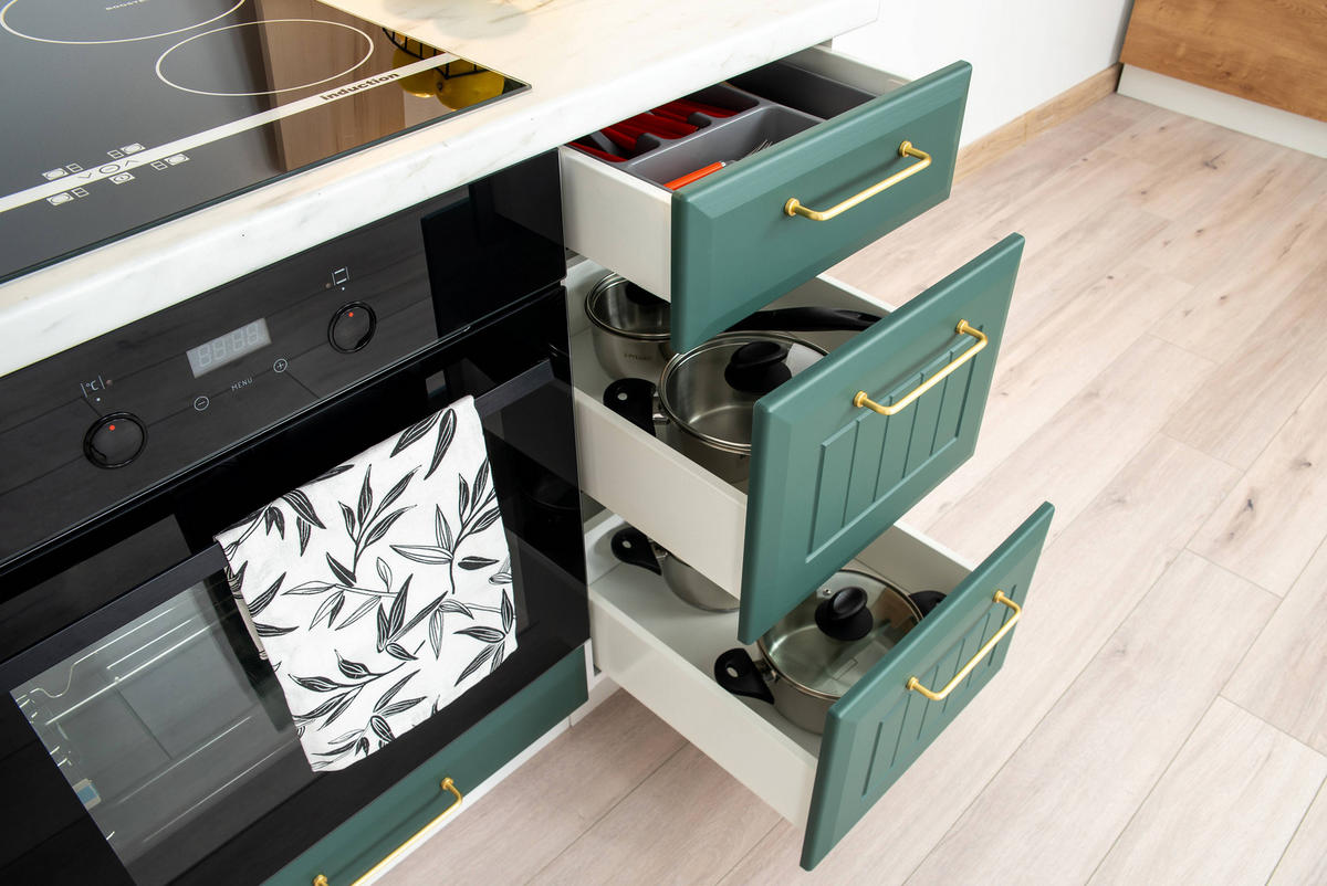 SPÜLENUNTERSCHRANK D80ZL P/L - ARVION - Praktische Küchenlösung - Grün, Holz/Metall (80/82/52.4cm) - ROYAL24_MARKT